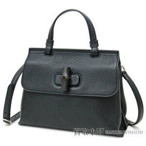 Gucci Bamboo Daily Top Handle Bag Black Calfskin Twist Lock Handbag